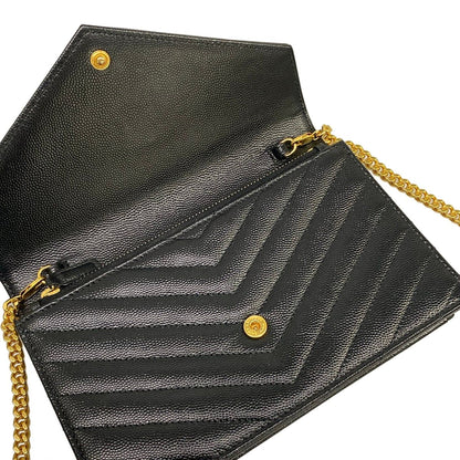 Saint Laurent Paris Wallet Monogram Envelope Black Chain Strap Removable Leather — view 3