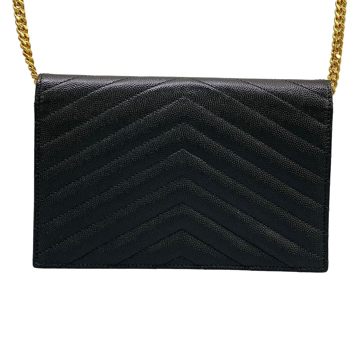 Saint Laurent Paris Wallet Monogram Envelope Black Chain Strap Removable Leather — view 2