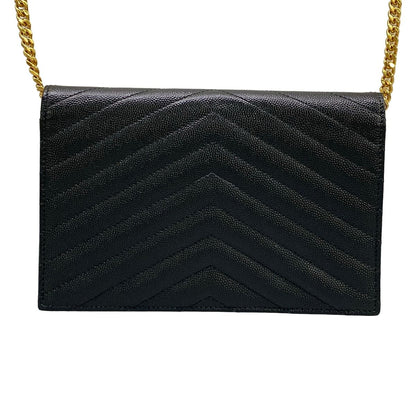 Saint Laurent Paris Wallet Monogram Envelope Black Chain Strap Removable Leather — view 2