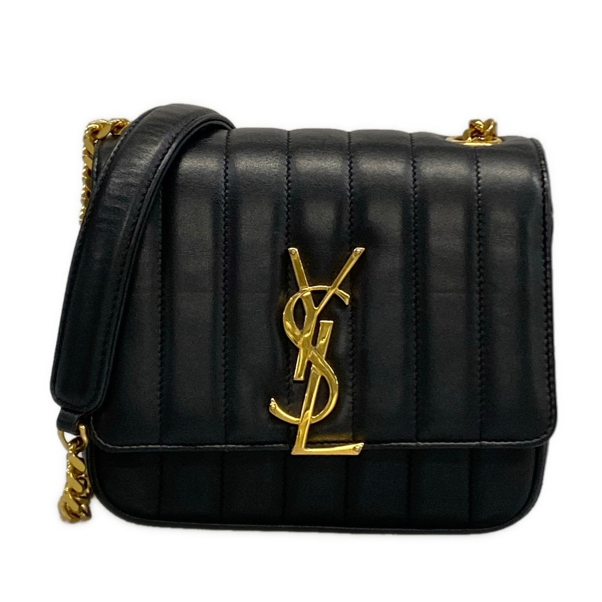 Saint Laurent Paris Shoulder Bag Vicky Small Black Chain Leather