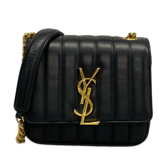 Saint Laurent Paris Shoulder Bag Vicky Small Black Chain Leather