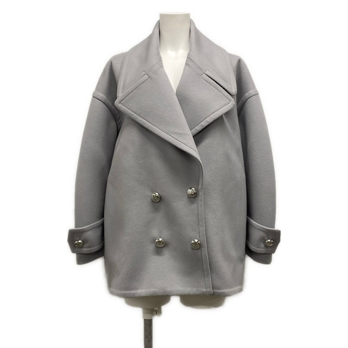 Loewe Coat 32 XS Pebble Pea Light Gray Long Sleeve Double Wool