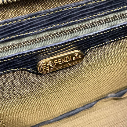 Fendi Handbag Zucca Pattern Black Brown Leather — view 9