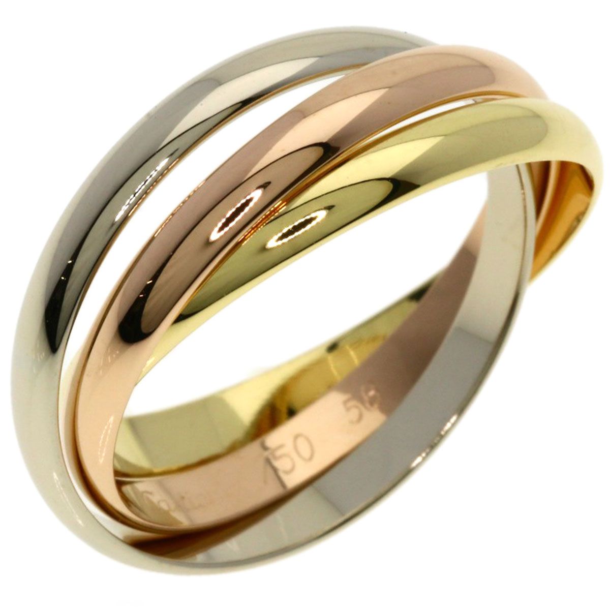 Cartier Trinity SM 58 Ring 18k Yellow Gold 18k White Pink — view 2