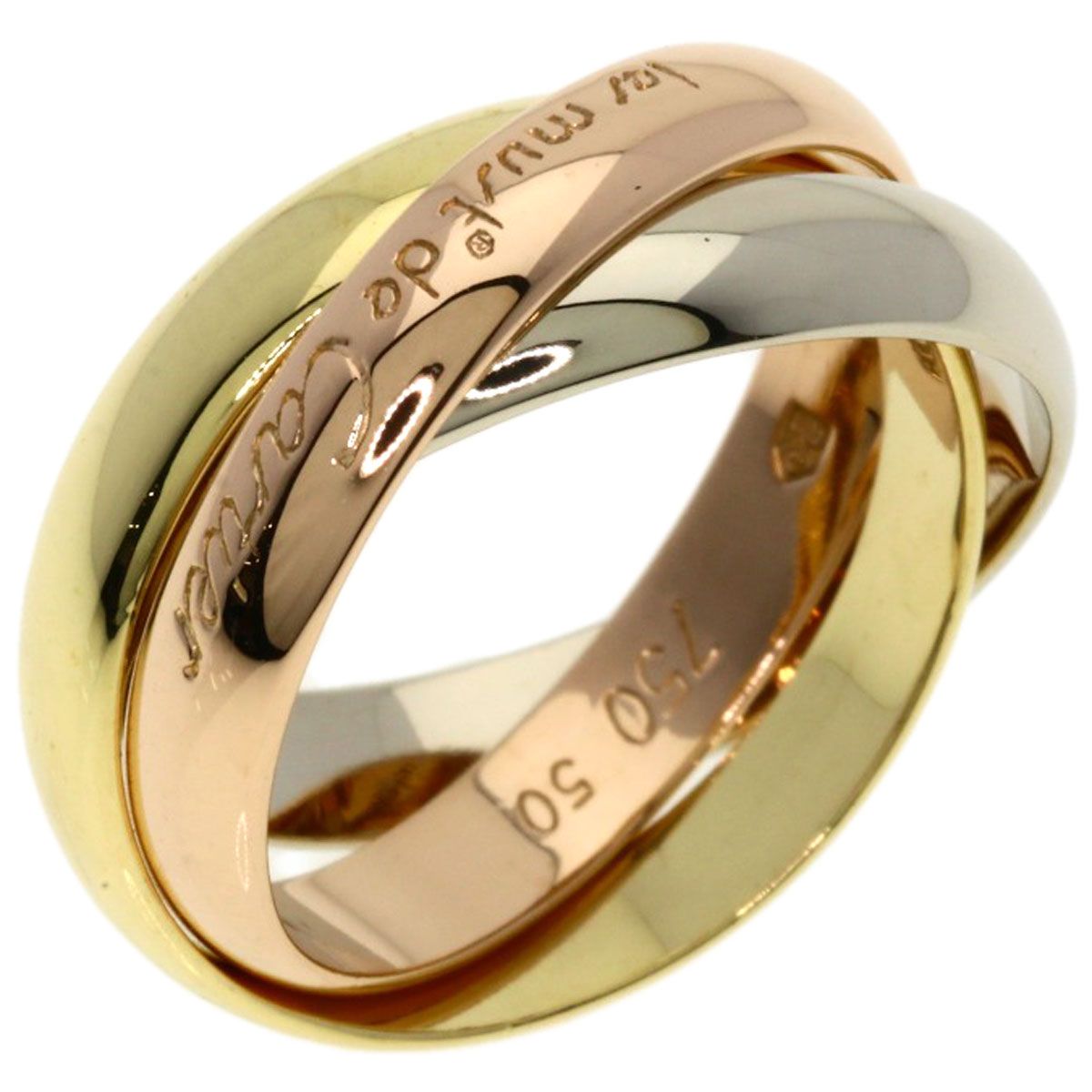 Cartier Trinity 50 Ring 18k Yellow Gold 18k White Pink — view 2
