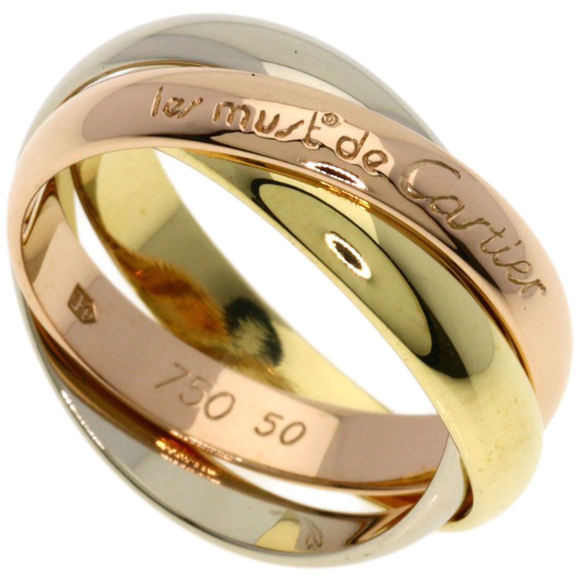 Cartier Trinity 50 Ring 18k Yellow Gold 18k White Pink