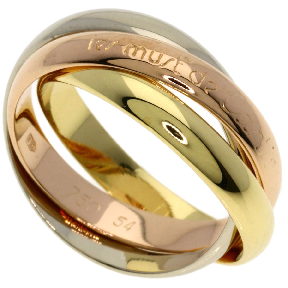 Cartier Trinity 54 Ring 18k Yellow Gold 18k White Pink