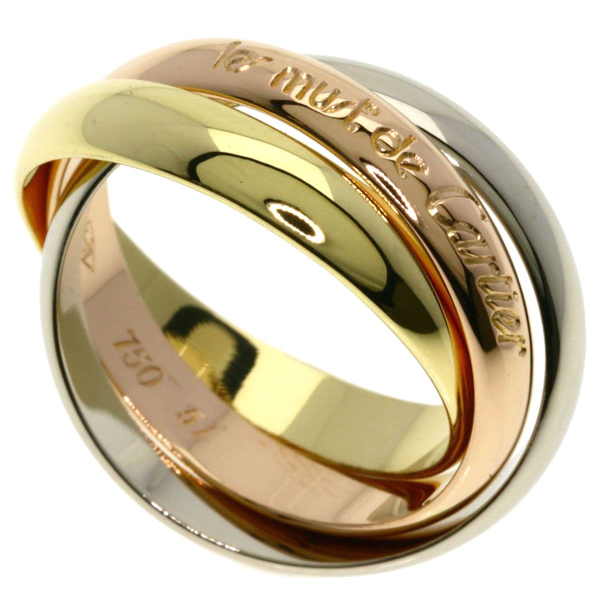 Cartier Trinity 51 Ring 18k Yellow Gold 18k White Pink