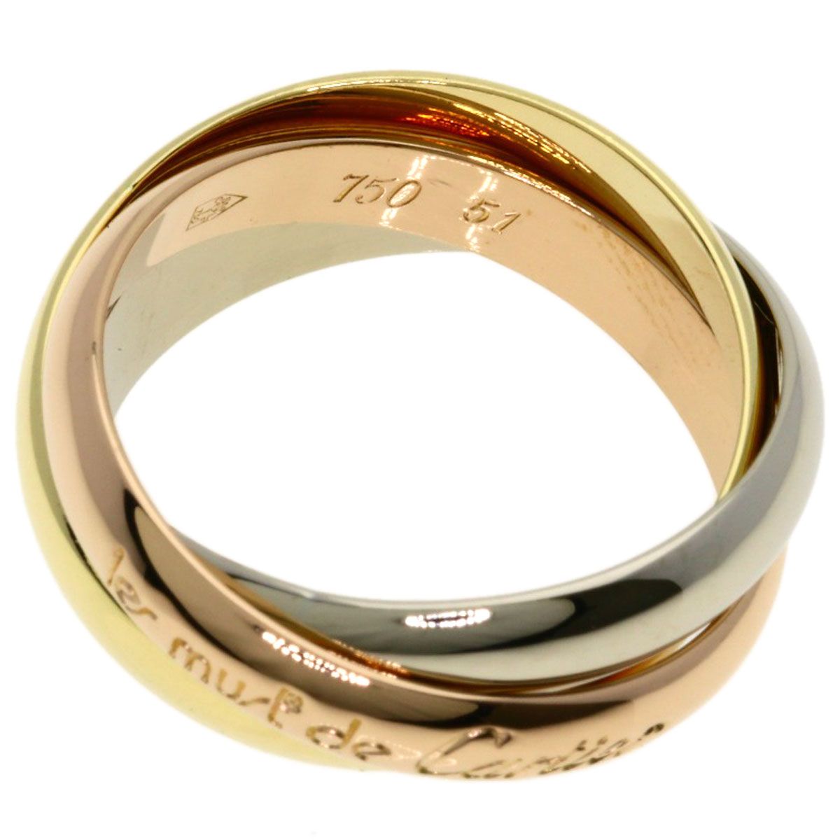 Cartier Trinity 51 Ring 18k Yellow Gold 18k White Pink — view 3