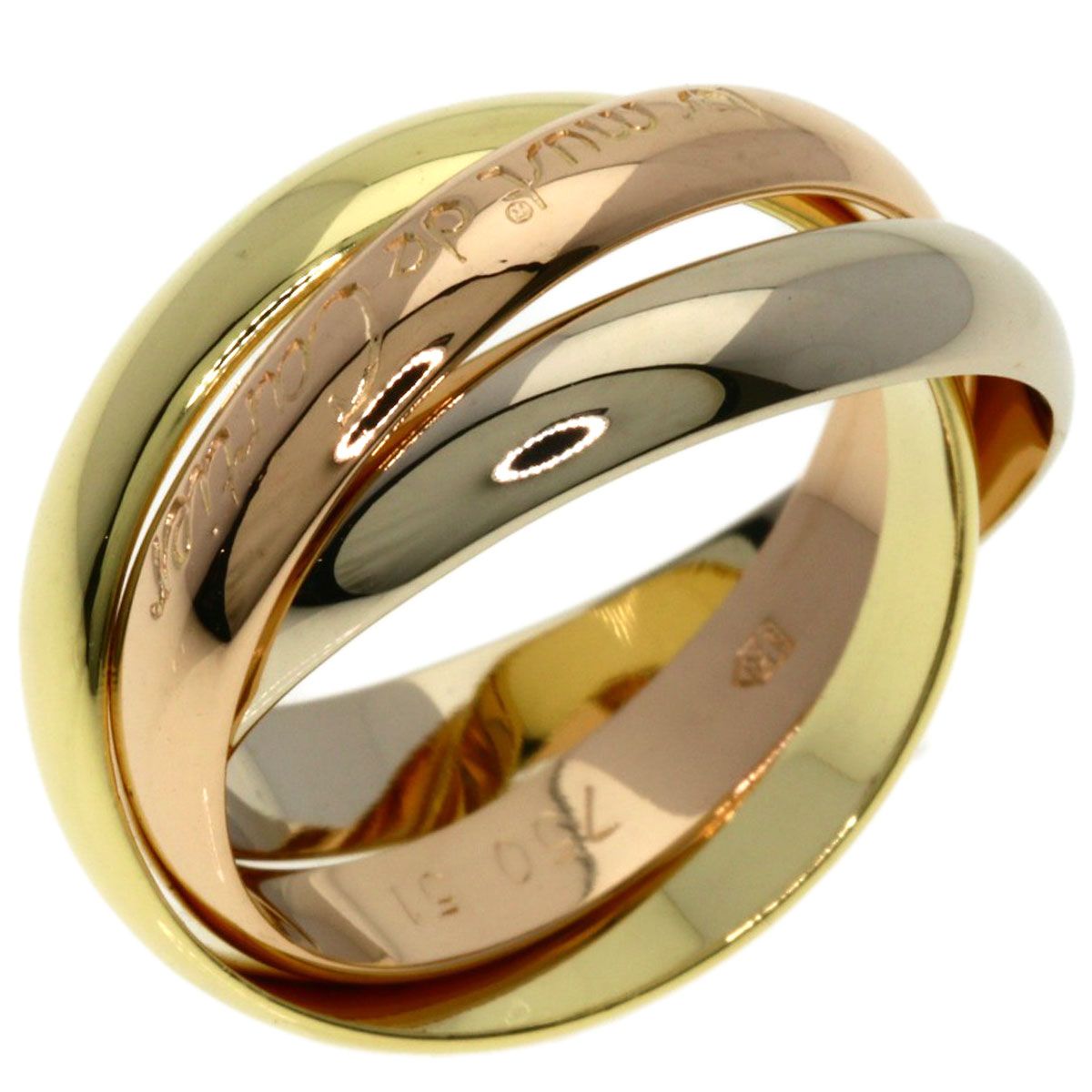 Cartier Trinity 51 Ring 18k Yellow Gold 18k White Pink — view 2