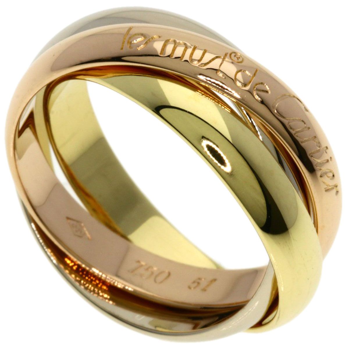 Cartier Trinity 51 Ring 18k Yellow Gold 18k White Pink