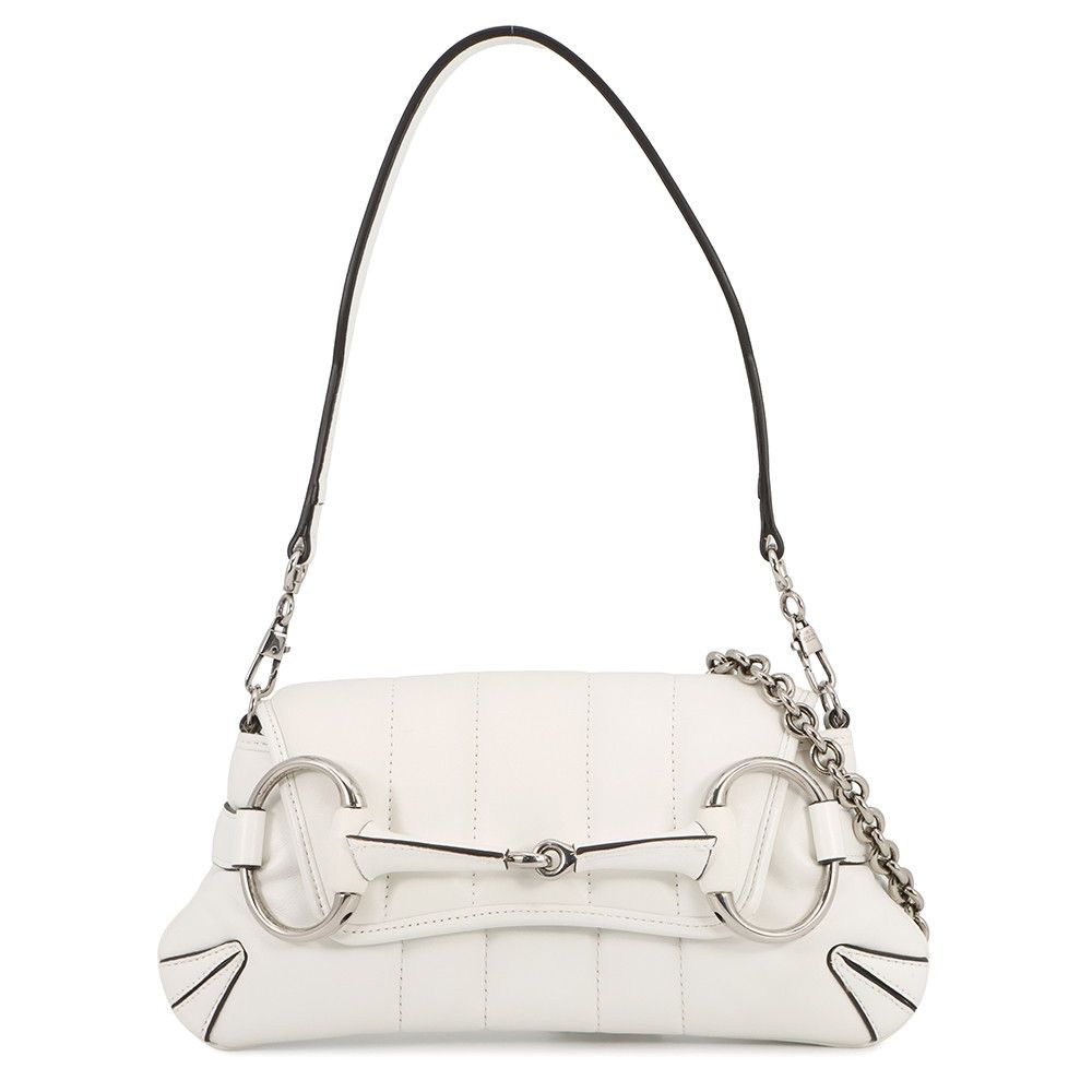 Gucci Handbag Horsebit Small Leather 2-Way White