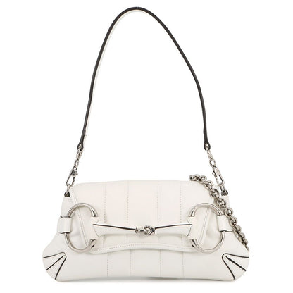 Gucci Handbag Horsebit Small Leather 2-Way White