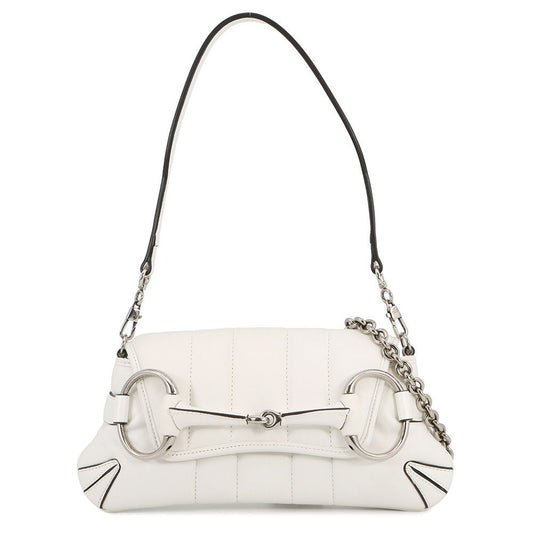 Gucci Handbag Horsebit Small Leather 2-Way White