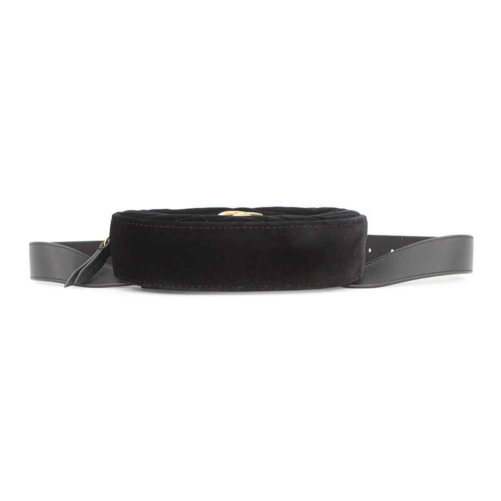 Gucci Waist Bag GG Marmont Quilted Leather Velour Pouch Black — view 3