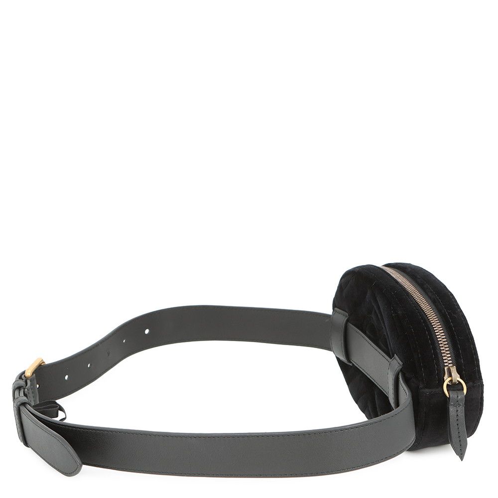 Gucci Waist Bag GG Marmont Quilted Leather Velour Pouch Black — view 2