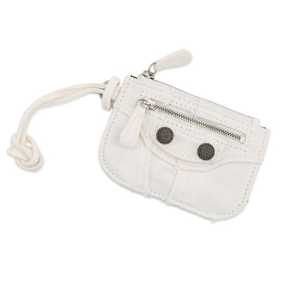 Balenciaga Coin Case le Cagole Denim Wallet White