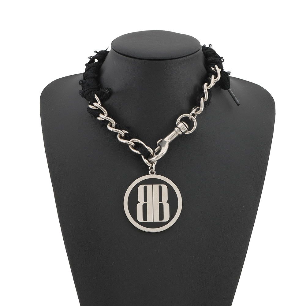 Balenciaga Choker Nano Lace BB Logo Metal Black Necklace — view 4