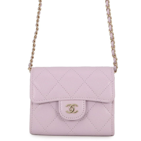 Chanel Chain Wallet Quilted CC Logo Mini Caviar Leather