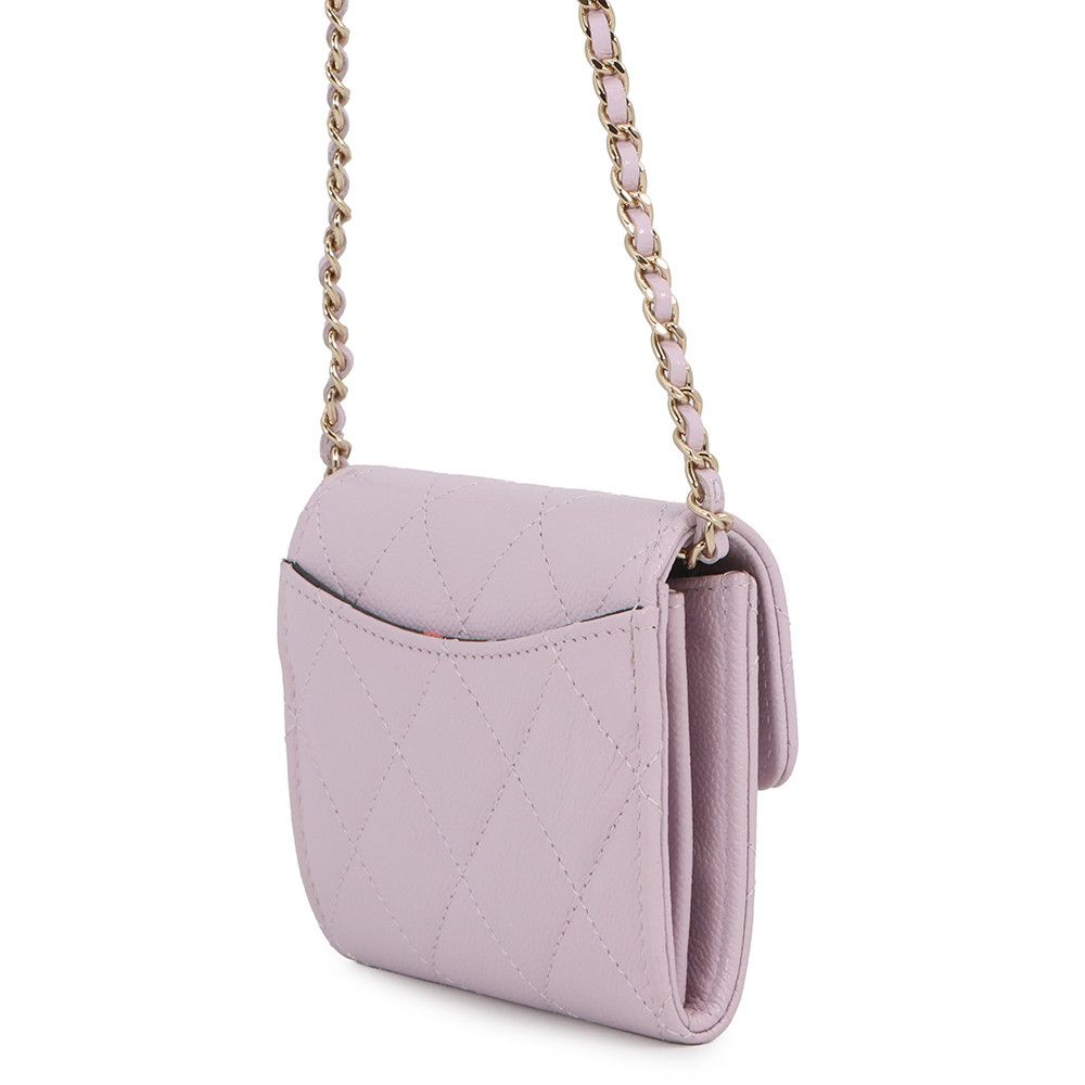 Chanel Chain Wallet Quilted CC Logo Mini Caviar Leather — view 2