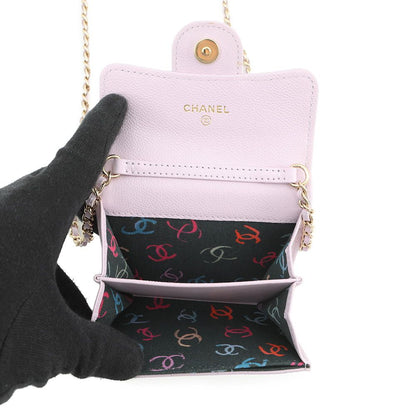 Chanel Chain Wallet Quilted CC Logo Mini Caviar Leather — view 6