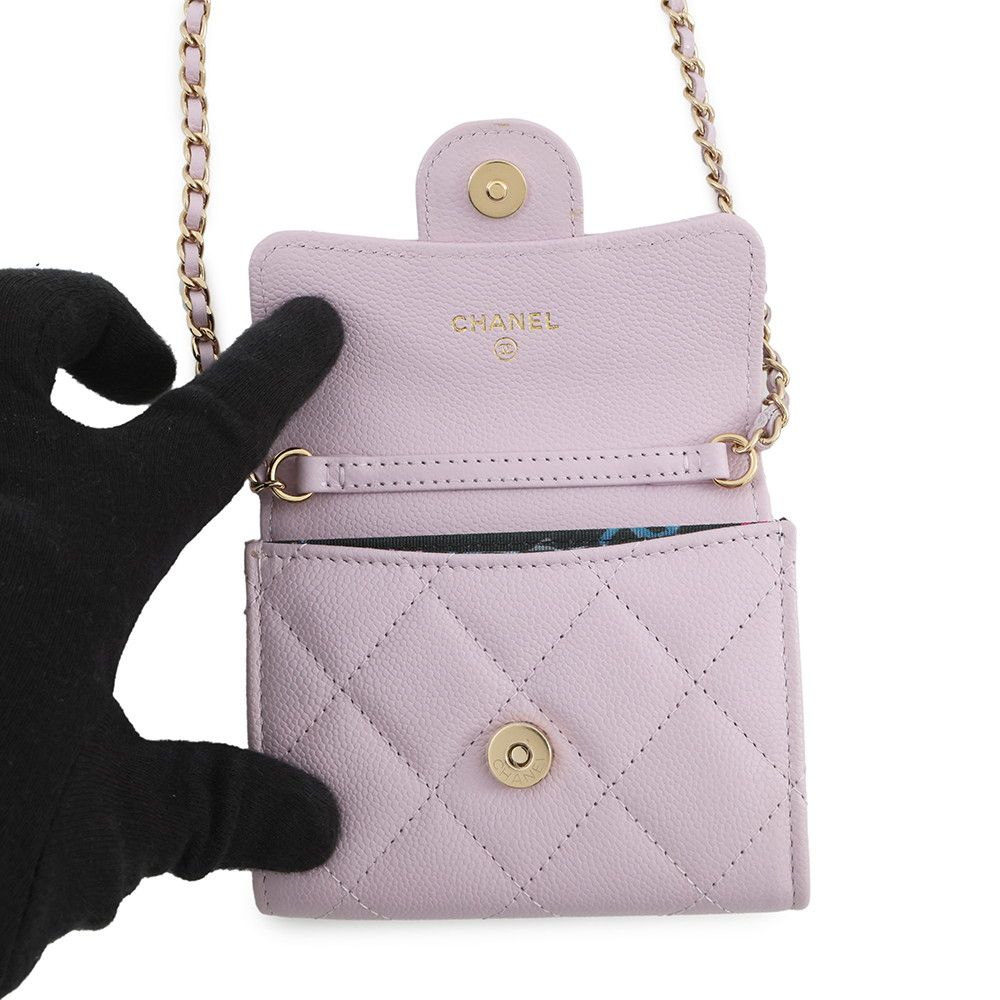Chanel Chain Wallet Quilted CC Logo Mini Caviar Leather — view 5