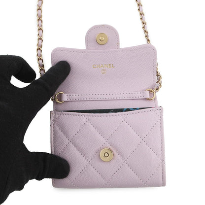 Chanel Chain Wallet Quilted CC Logo Mini Caviar Leather — view 5