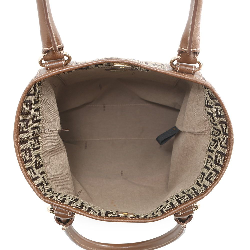 Fendi Tote Zucchino Canvas Leather — view 5