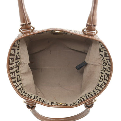 Fendi Tote Zucchino Canvas Leather — view 5