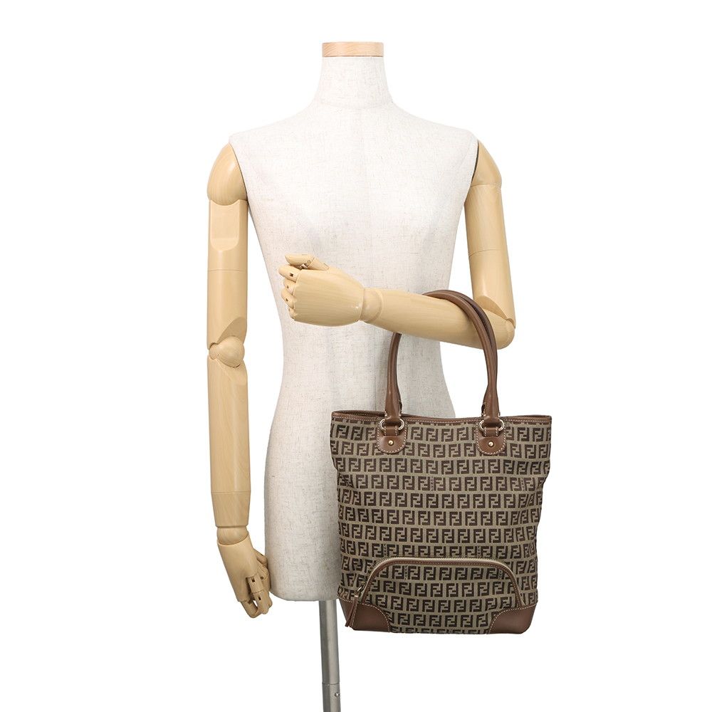 Fendi Tote Zucchino Canvas Leather — view 4