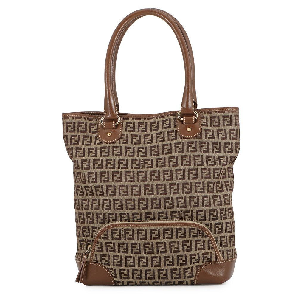 Fendi Tote Zucchino Canvas Leather