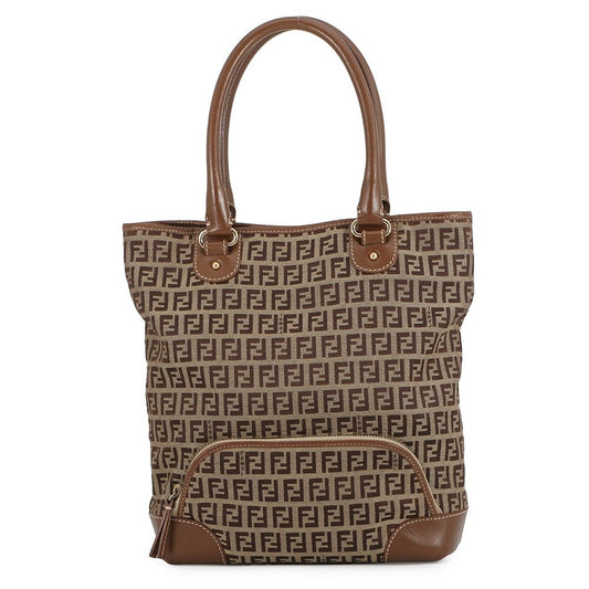 Fendi Tote Zucchino Canvas Leather