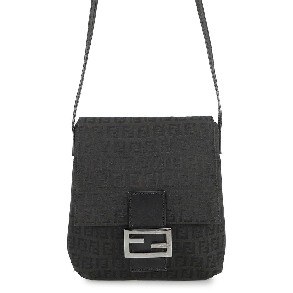 Fendi Shoulder Bag Zucchino Canvas Black