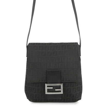 Fendi Shoulder Bag Zucchino Canvas Black