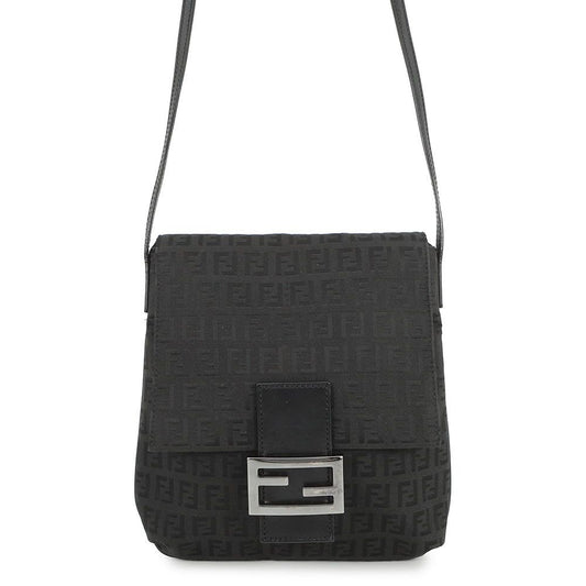 Fendi Shoulder Bag Zucchino Canvas Black