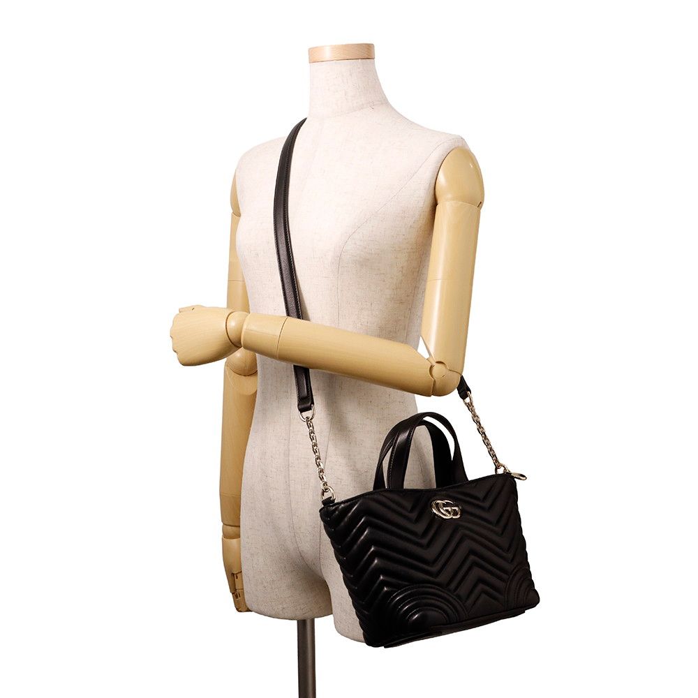 Gucci Handbag GG Marmont Tote Lambskin Small Black — view 4