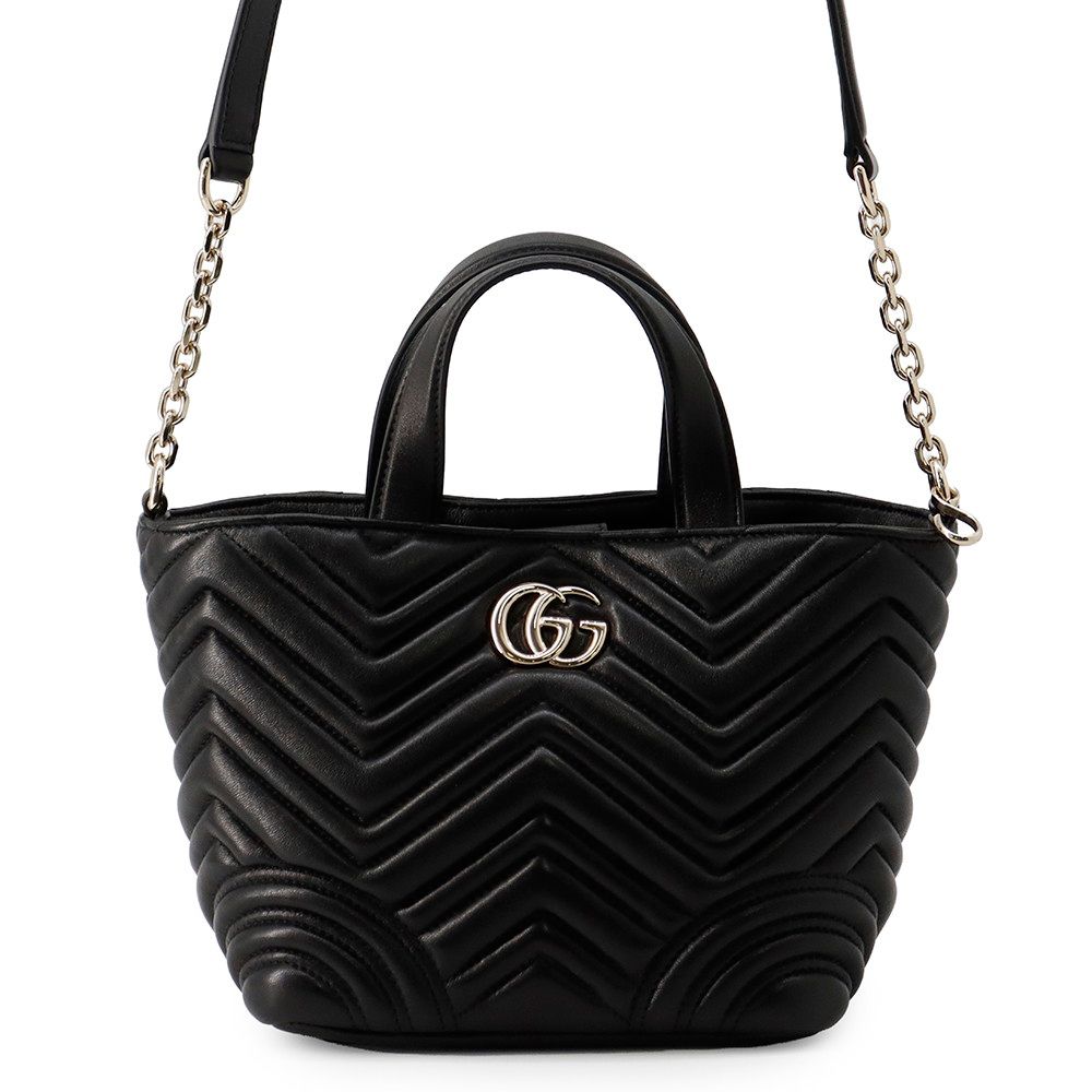 Gucci Handbag GG Marmont Tote Lambskin Small Black