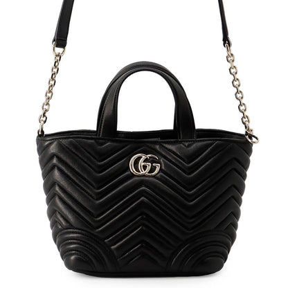 Gucci Handbag GG Marmont Tote Lambskin Small Black