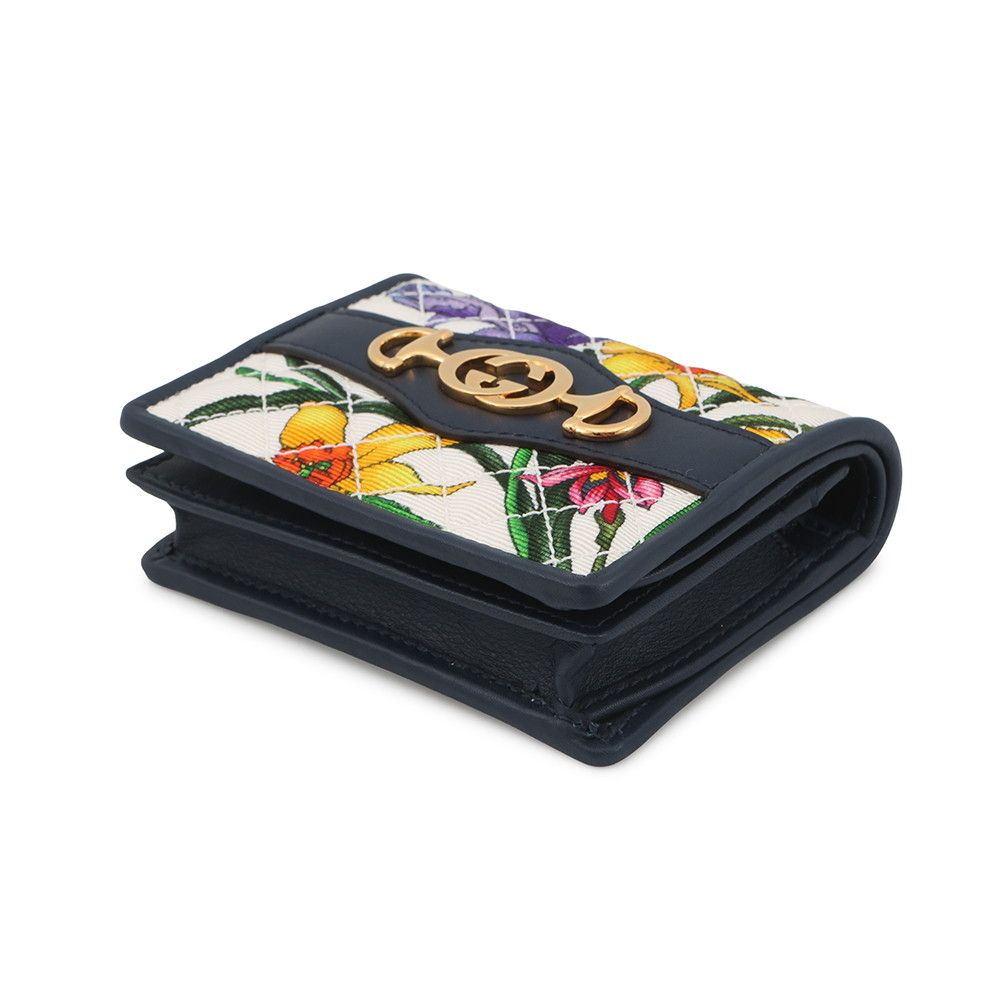 Gucci Bifold Wallet Flora Zumi Compact Canvas Leather Quilted Card Case — view 2