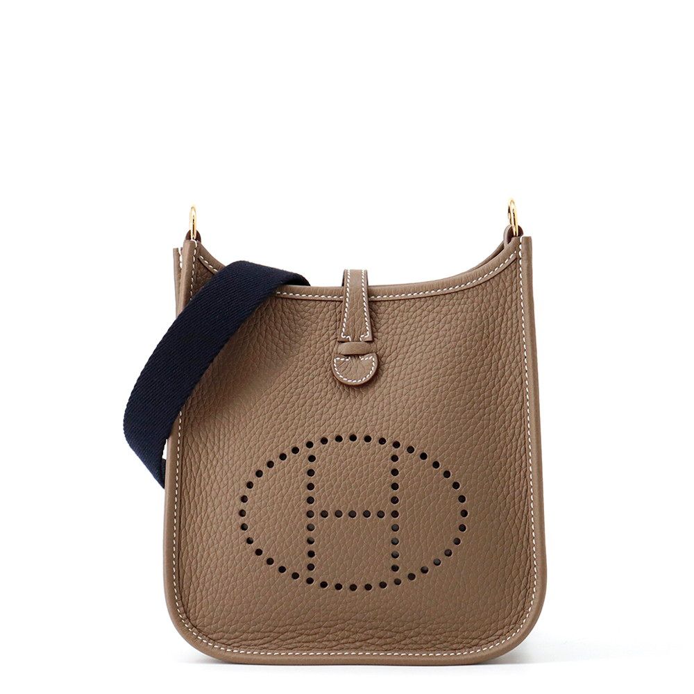 Hermes Evelyne TPM 111 cm Amazon Etoupe Blue Indigo Gold Taurillon Clemence