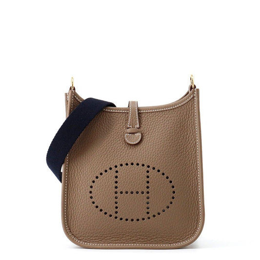 Hermes Evelyne TPM 111 cm Amazon Etoupe Blue Indigo Gold Taurillon Clemence