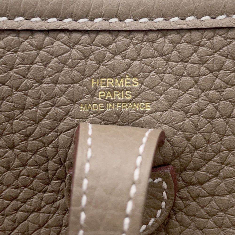 Hermes Evelyne TPM 111 cm Amazon Etoupe Blue Indigo Gold Taurillon Clemence — view 6
