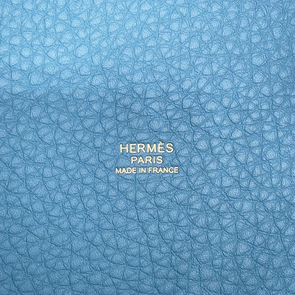 Hermes Handbag Picotin Lock PM New Blue Jean Gold Taurillon Clemence — view 6
