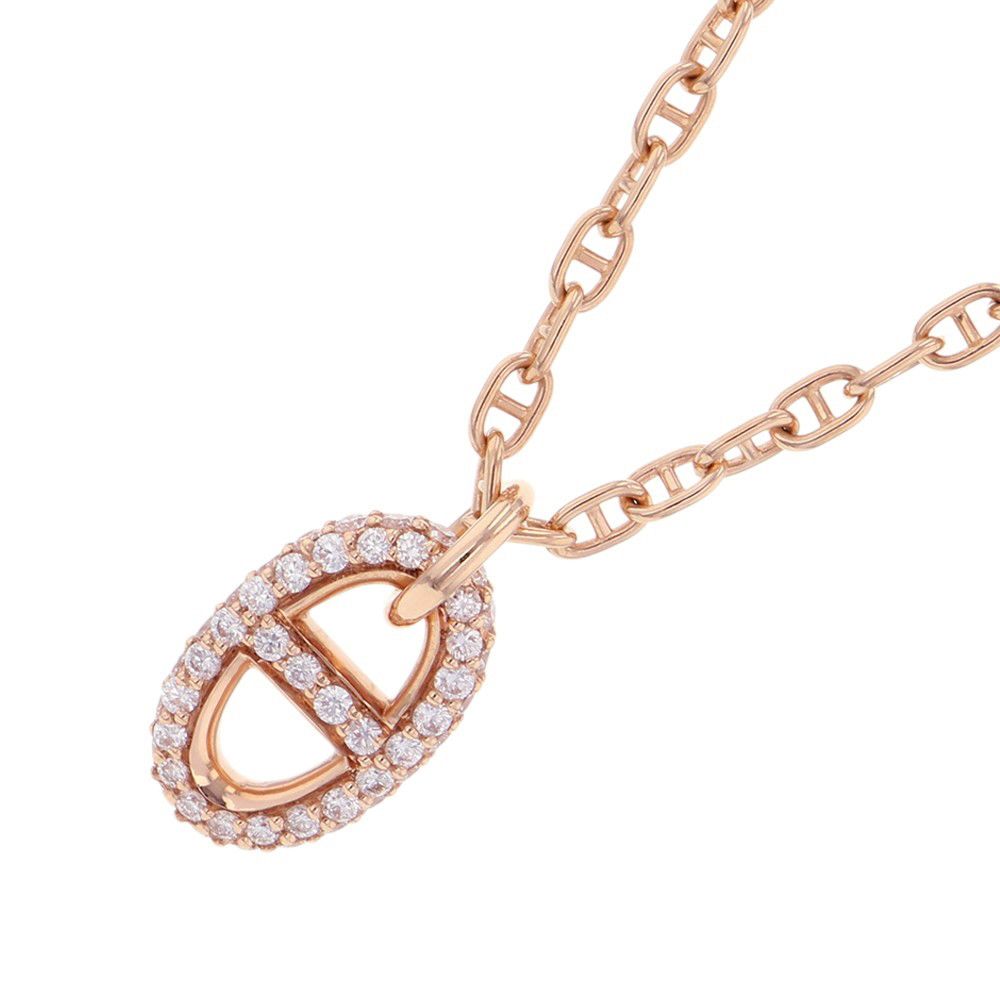 Hermes Necklace Chaine D'ancre Farandole PM Diamond Total 18k Pink Gold ST