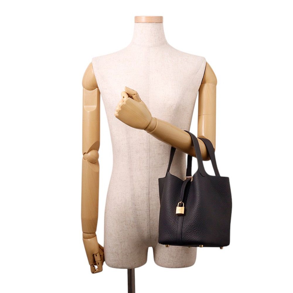 Hermes Handbag Picotin Lock PM Canvas Gold Taurillon Clemence — view 4