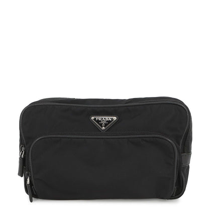 Prada Clutch Triangle Logo Nylon Black Second