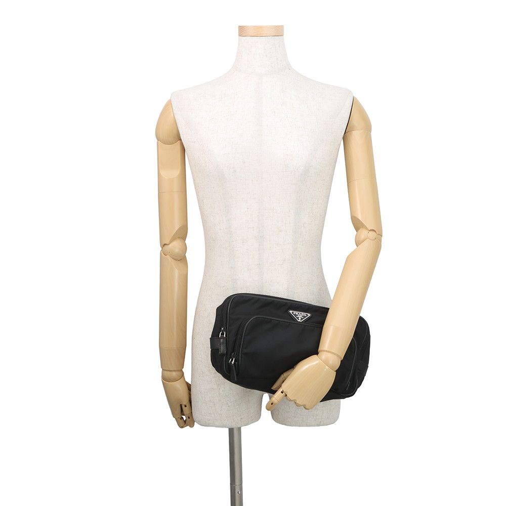 Prada Clutch Triangle Logo Nylon Black Second — view 4