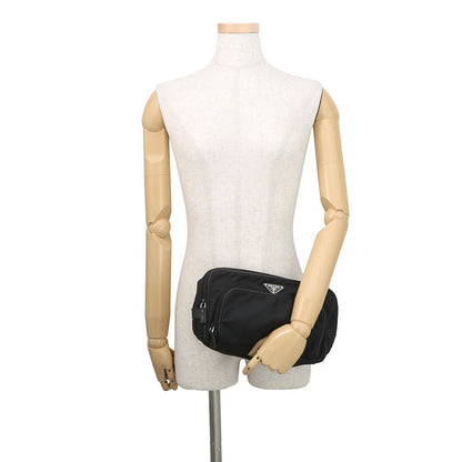 Prada Clutch Triangle Logo Nylon Black Second — view 4