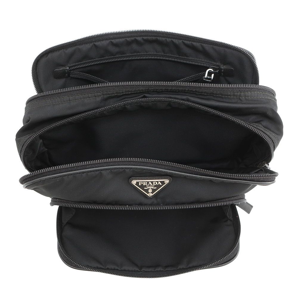Prada Clutch Triangle Logo Nylon Black Second — view 5