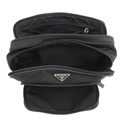 Prada Clutch Triangle Logo Nylon Black Second — view 5